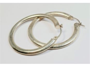 Vintage Sterling Silver Thick Hoop Earrings*