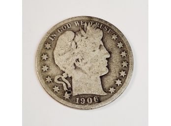 1906-s Barber Silver Half Dollar(san Fran Mint)*