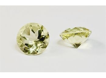 2.5 Carat Each------- 9mm Round Cut Lemon Quartz Matched Pair Loose Gemstones