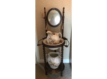 Vintage Wash Basin Stand W/mirror