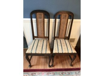 Two Vintage Caned Back Chairs