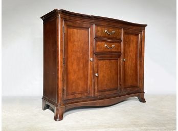 A Marble Top Burl Wood Paneled Sideboard