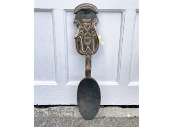 A Large Carved Wood African Spoon