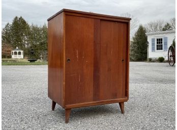 A Fabulous Mid Century Modern Pine Record Cabinet - Wonderful Repurposed As Bar!