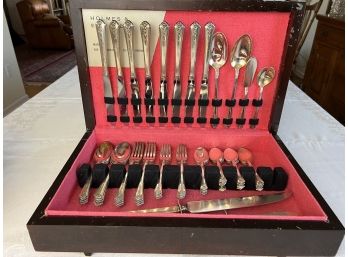 52-Piece Silverplate Holmes & Edwards Flatware & Sterling Handled Carving Set In Case
