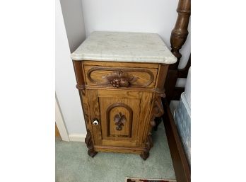 Antique Victorian Eastlake Marble Top Bedside Table Or Washstand