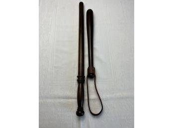 Pair Of Early 20th C. Wooden Police Billy Clubs From Lowell, Massachusetts Officer