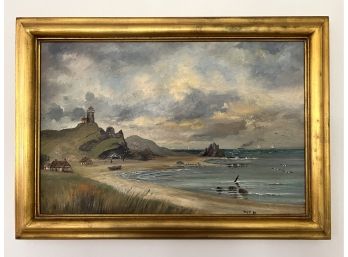 Original Antique Coastal Oil Painting Signed W.G.P. '90
