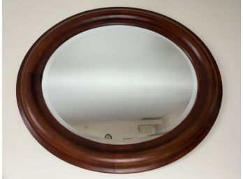 Oval Beveled Mirror With Mahogany Frame