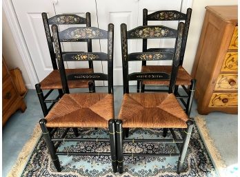 Set Of Four Vintage 1950s Hitchcock Style Hand-Stenciled Chairs