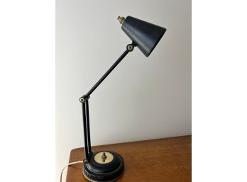 Vintage Black Toleware Hinged Arm Desk Lamp