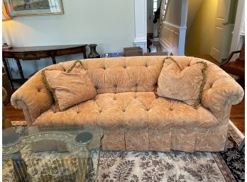 Gold Patterned Tufted Sofa, (2 Of 2) Paid $2375