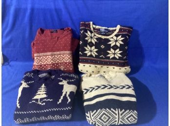 4 Extra Large Woolen Sweaters, Three Namebrand One Homemade