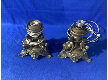 2 Boudoir Lamps, Very Old (vintage, )no Broken Pieces On Patina, Look To Be  Rewired