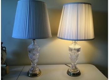 Pair Of Beautiful Lead Crystal Lamps, 3-way