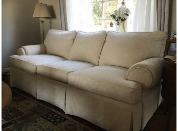 Beautiful Cream Colored Traditional Ethan Allen Sofa Dressmakers Skirt