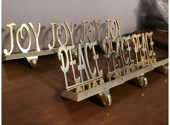 Set Of 7 Stocking Holders For Mantle - Peace And Joy