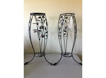 Set Of 2 Tall Iron Candle Holders From PartyLite  - 31H