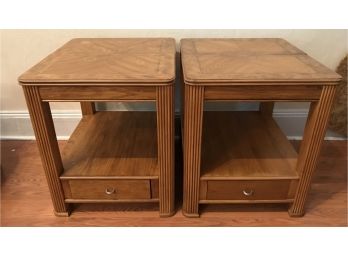 Pair Of Side Tables With One Drawer, 1/2 Lifts