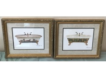 Two Framed Prints Of Bath Tubs
