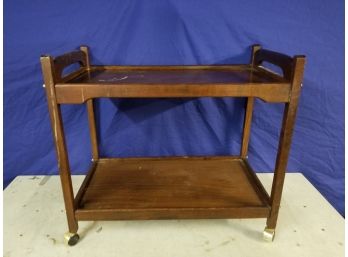 Vintage Small Rolling Wood Cart Stand