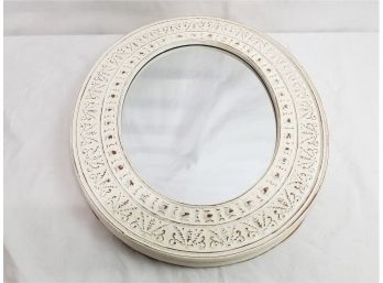 Oval Off White Painted Wood Framed Wall Mirror