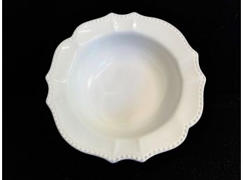 Tabletops Gallery White Le Provence Scalloped Edge. Embossed Beaded  Serving Bowl