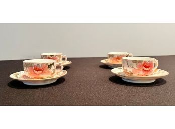 Vintage /antique Royal Vienna Porcelain Cups And Saucers Floral Print