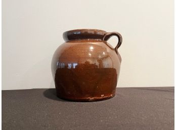 Antique Stoneware Bean Pot With Lid