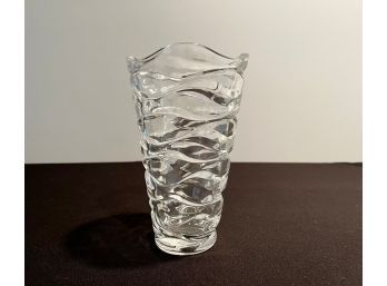 Bazzani Clear Art Glass Vase With Wavy Design