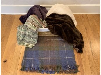 Five Blanket Throws With Basket