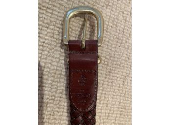 Men's Coach Leather And Brass Belt, Size 36