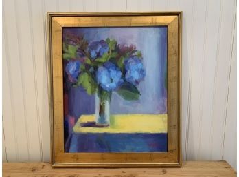 'Hydrangeas On Yellow' Signed Oil Painting, Original Price $1200
