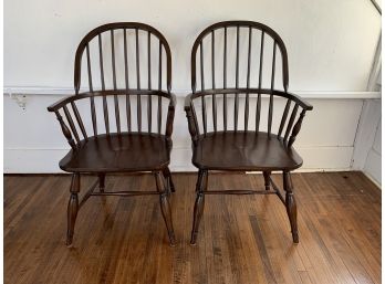 Pair Of Windsor Style Arm Chairs