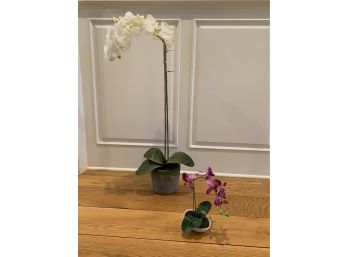 Two Life-like Faux Orchids