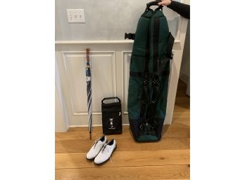 Golfer’s Delight - New Shoes, Umbrella, Shoe Bag. Also Includes Pull Cart (not In Photo)