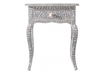 A Restoration Hardware AMIRA Inlay Mosaic Grey Side Table (Retail 899.00) - 1  Of 2