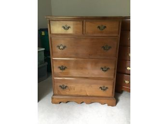 Vintage 5 Drawer Maple Bureau Dresser