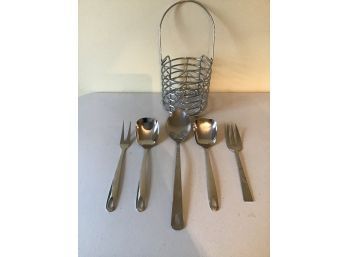 Serving Utensils Plus Divided Utensil Holder