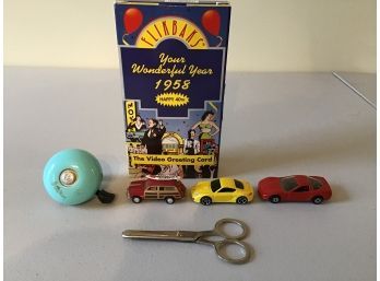 Vintage Fun - 1958 Happenings VHS, Aqua Bike Bell, Toy Cars And School Scissors