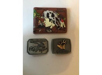 Davey Crocket Wallet And Remington Belt Buckles