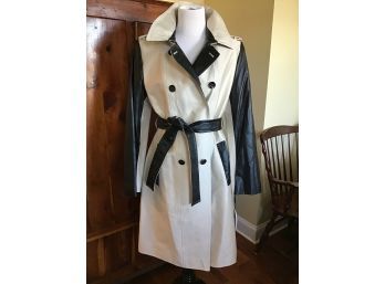 NWT Calvin Klein - Trench Coat With Vegan Leather Detail - Size L