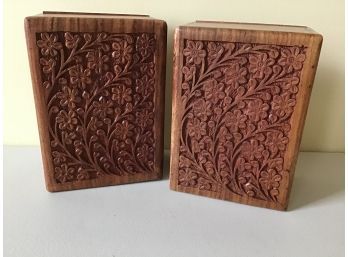 Carved WoodenBoxes With Slide Out Back