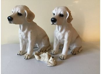 Yellow Lab Dogs And Puppy - Resin