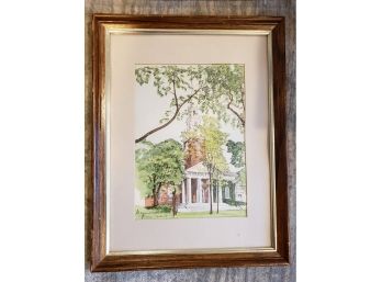 Watercolor Of Harvard University Memorial Church, Signed