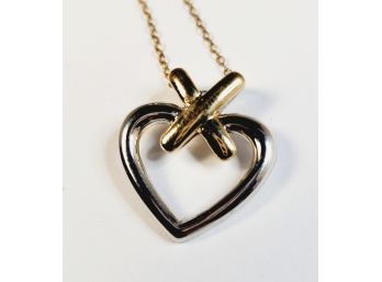 Gold Over Sterling Silver Heart Pendant And Necklace