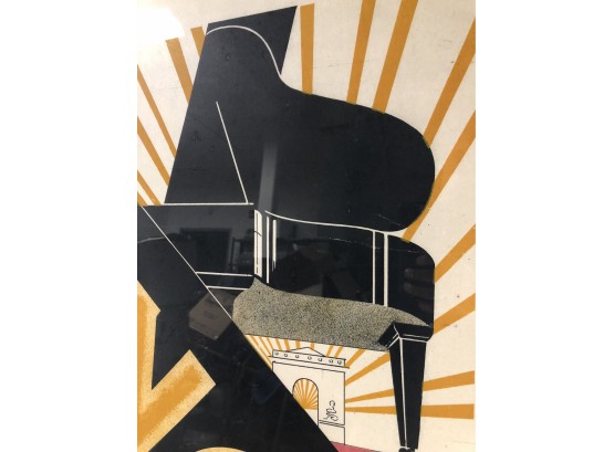 Framed Art Deco Daude Piano Poster