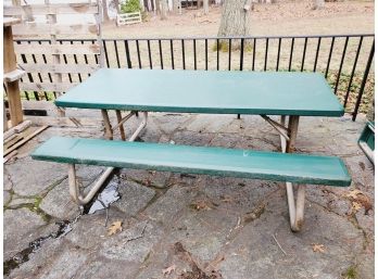 Lifetime 6 Foot Green Folding Picnic Table With Attached Benches #2