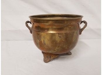 Vintage Decorative Crafts Inc Large Brass Planter Pot Design Footed Handles