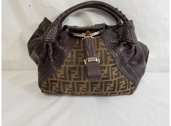 Fendi Tobacco Zucca Canvas And Leather Baby Spy Bag